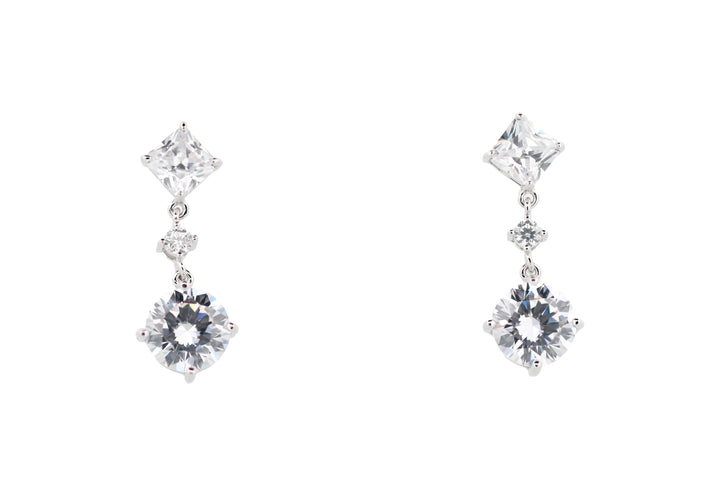 92.5 Sterling Silver Triple Sparkle Drop Earrings 15760