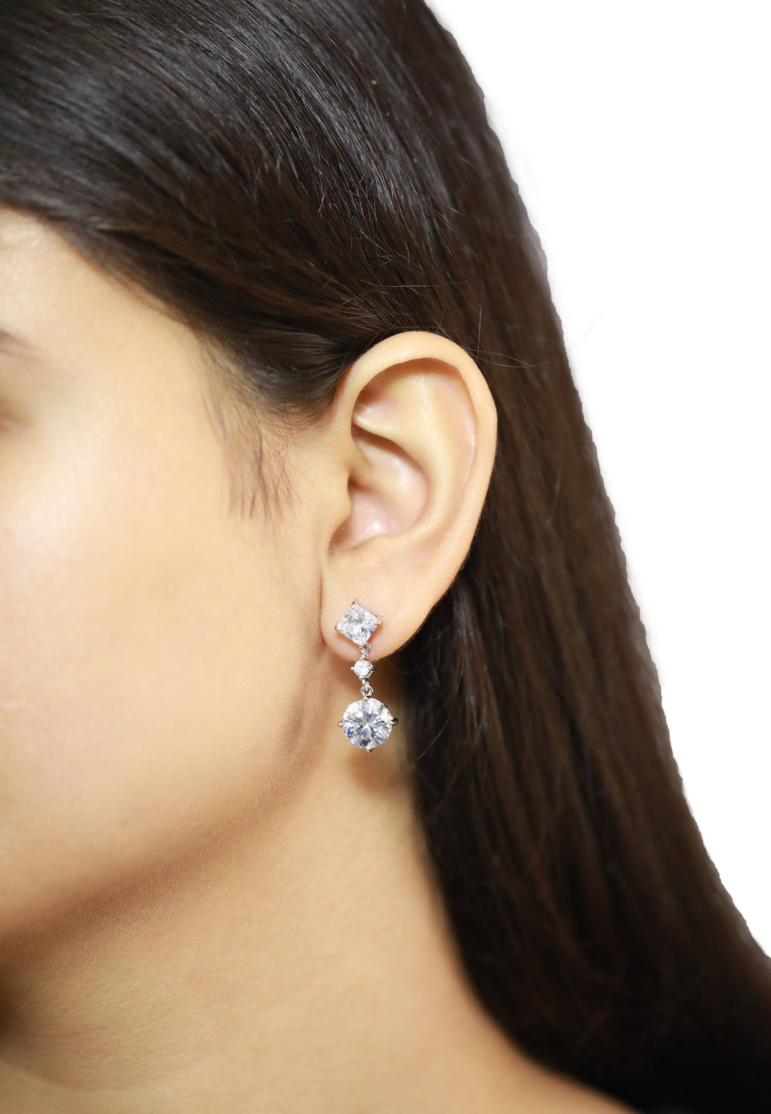 92.5 Sterling Silver Triple Sparkle Drop Earrings 15760