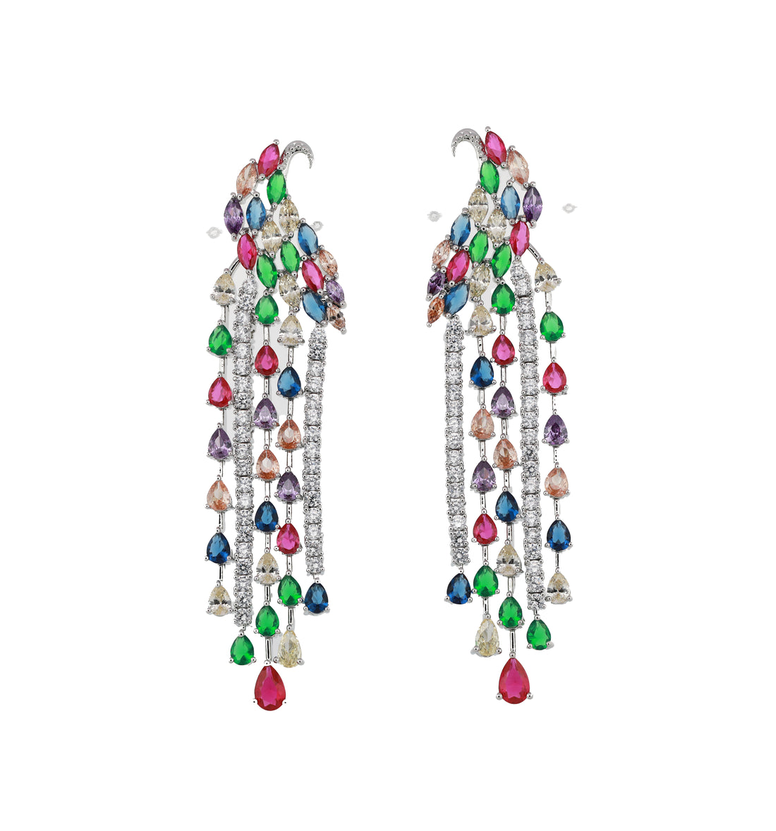 Zircon Peacock Parade Drop Earrings 11509