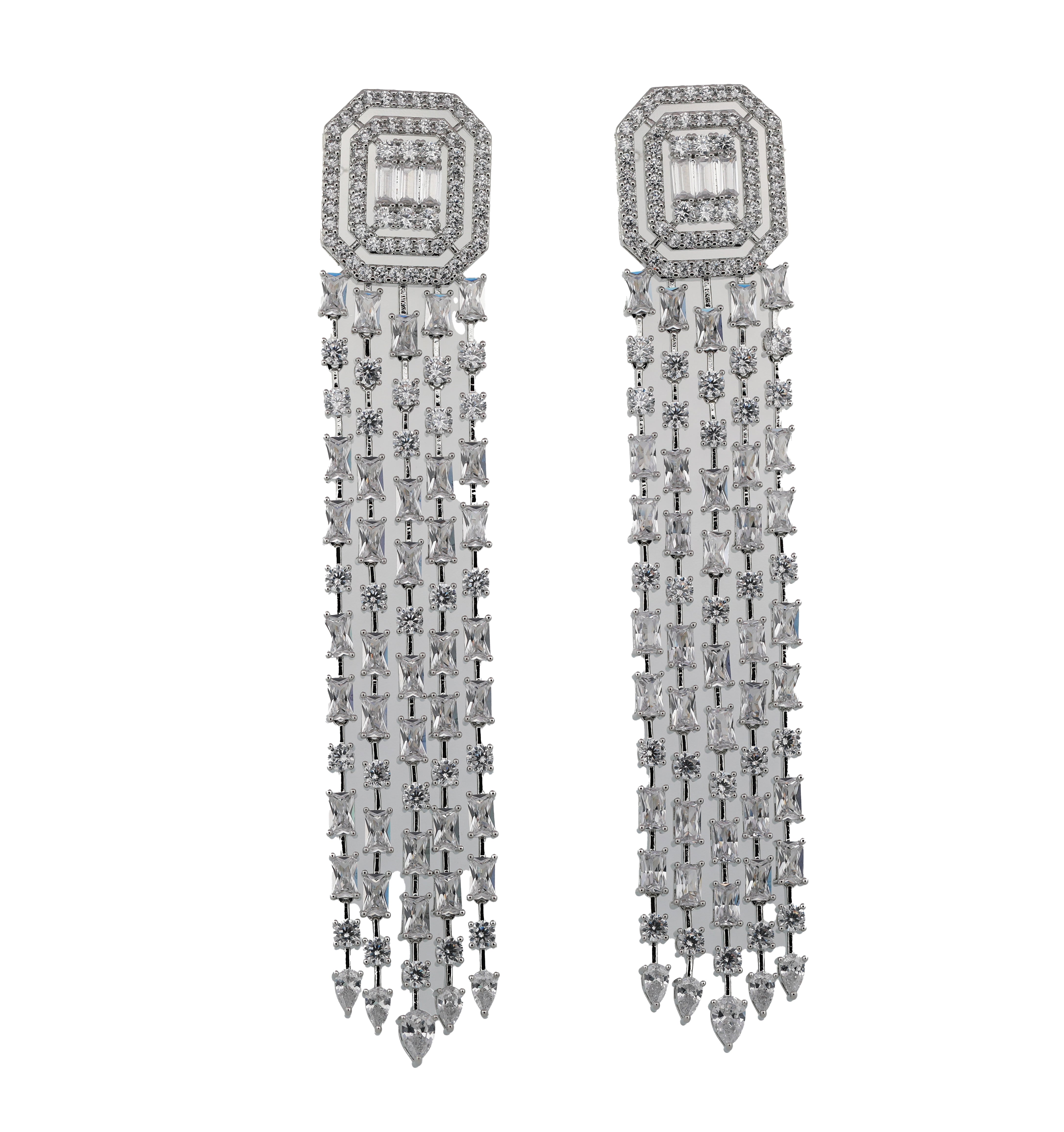 Zircon Octagon Top Waterfall Earrings 11523