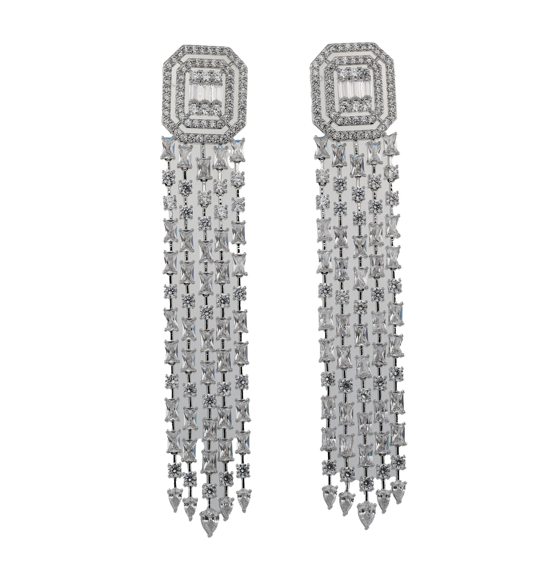 Zircon Octagon Top Waterfall Earrings 11523