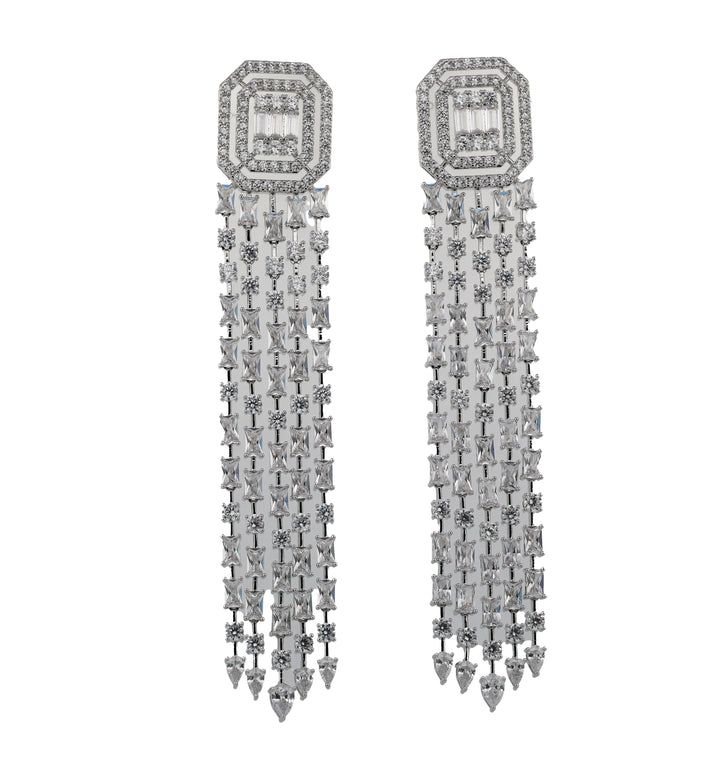 Zircon Octagon Top Waterfall Earrings 11523