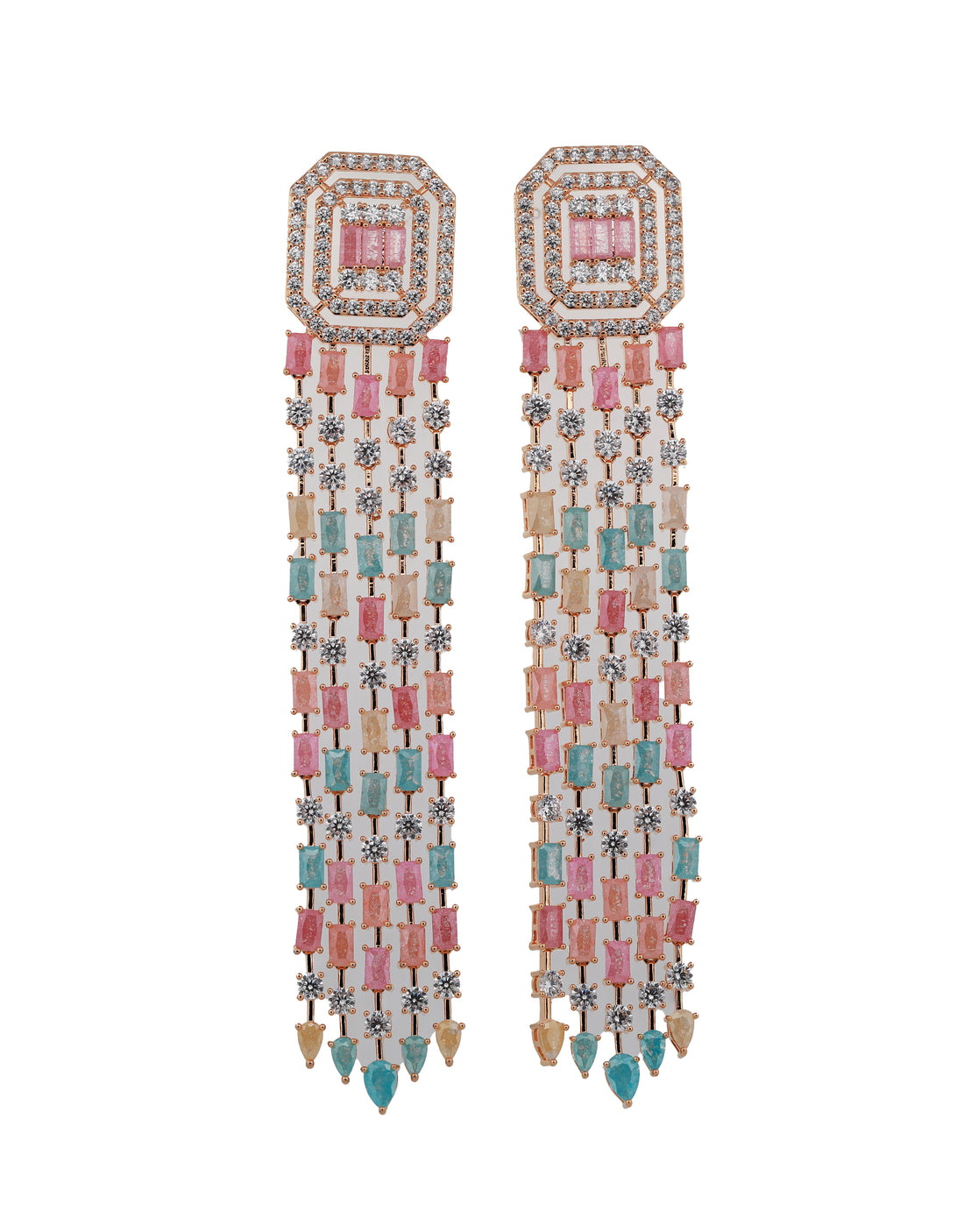 Zircon Octagon Top Waterfall Earrings 11523
