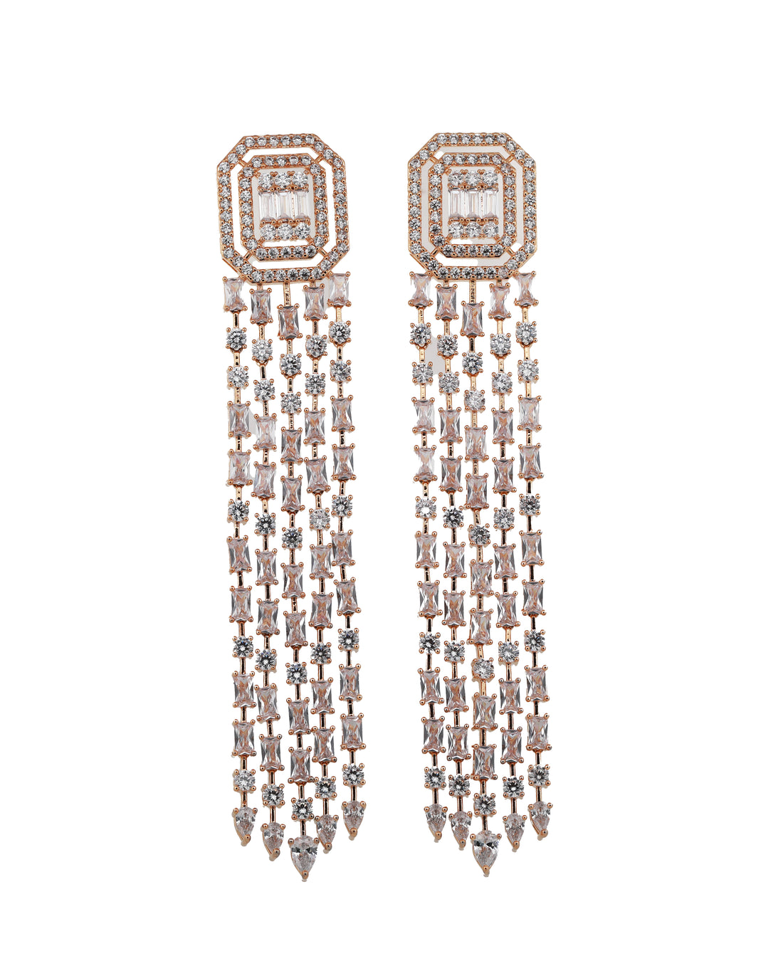 Zircon Octagon Top Waterfall Earrings 11523