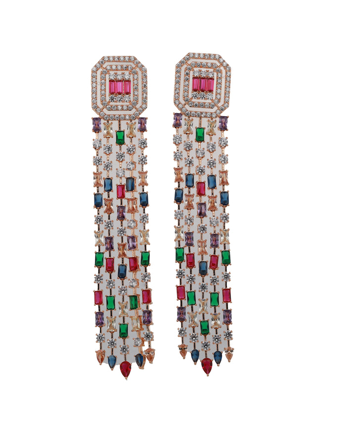 Zircon Octagon Top Waterfall Earrings 11523