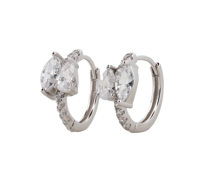 92.5 Sterling Silver Marquise-Cut Hinged Hoop Earrings 15813