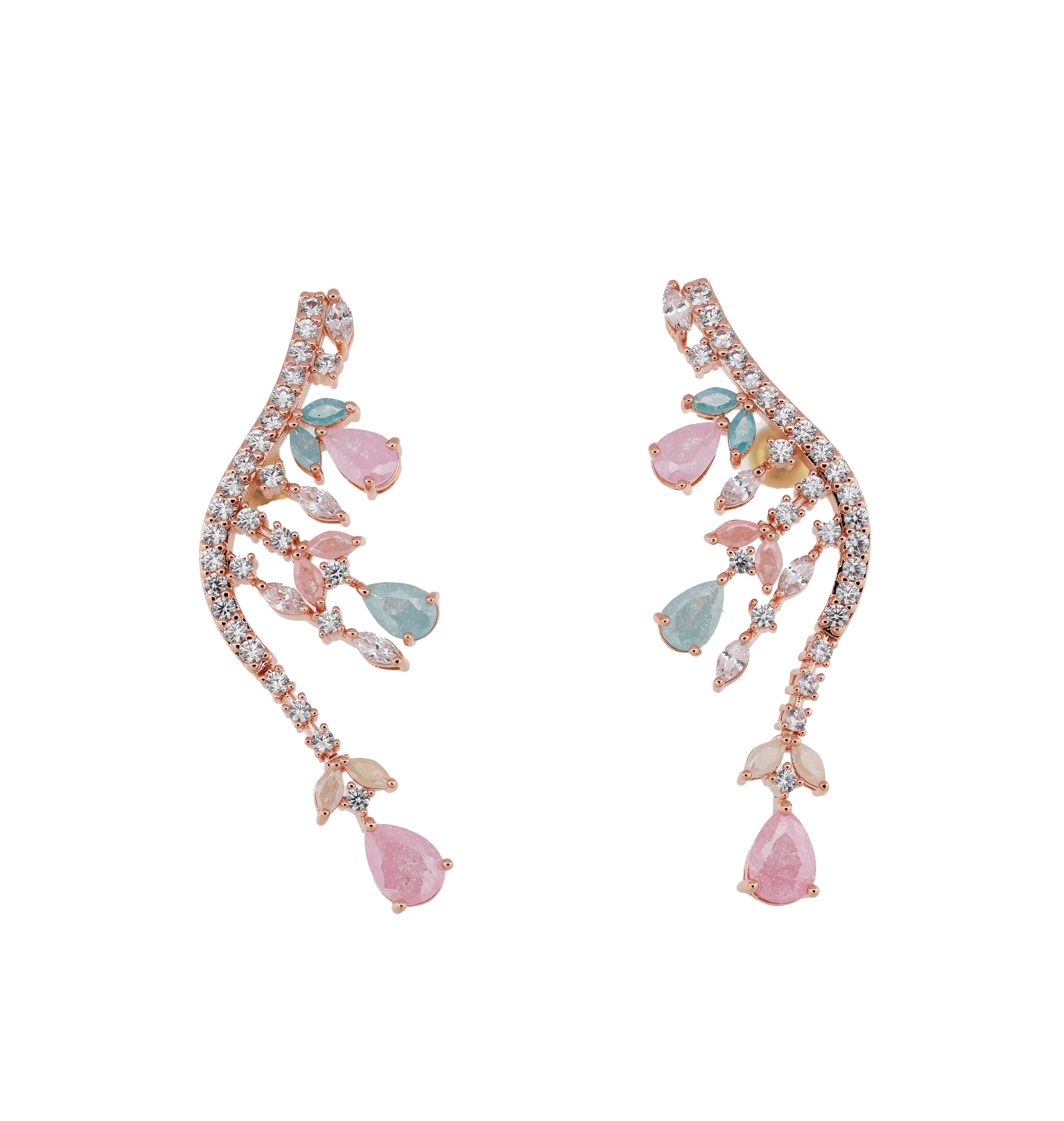 Zircon Pastel  Ear Climber Earrings 11774