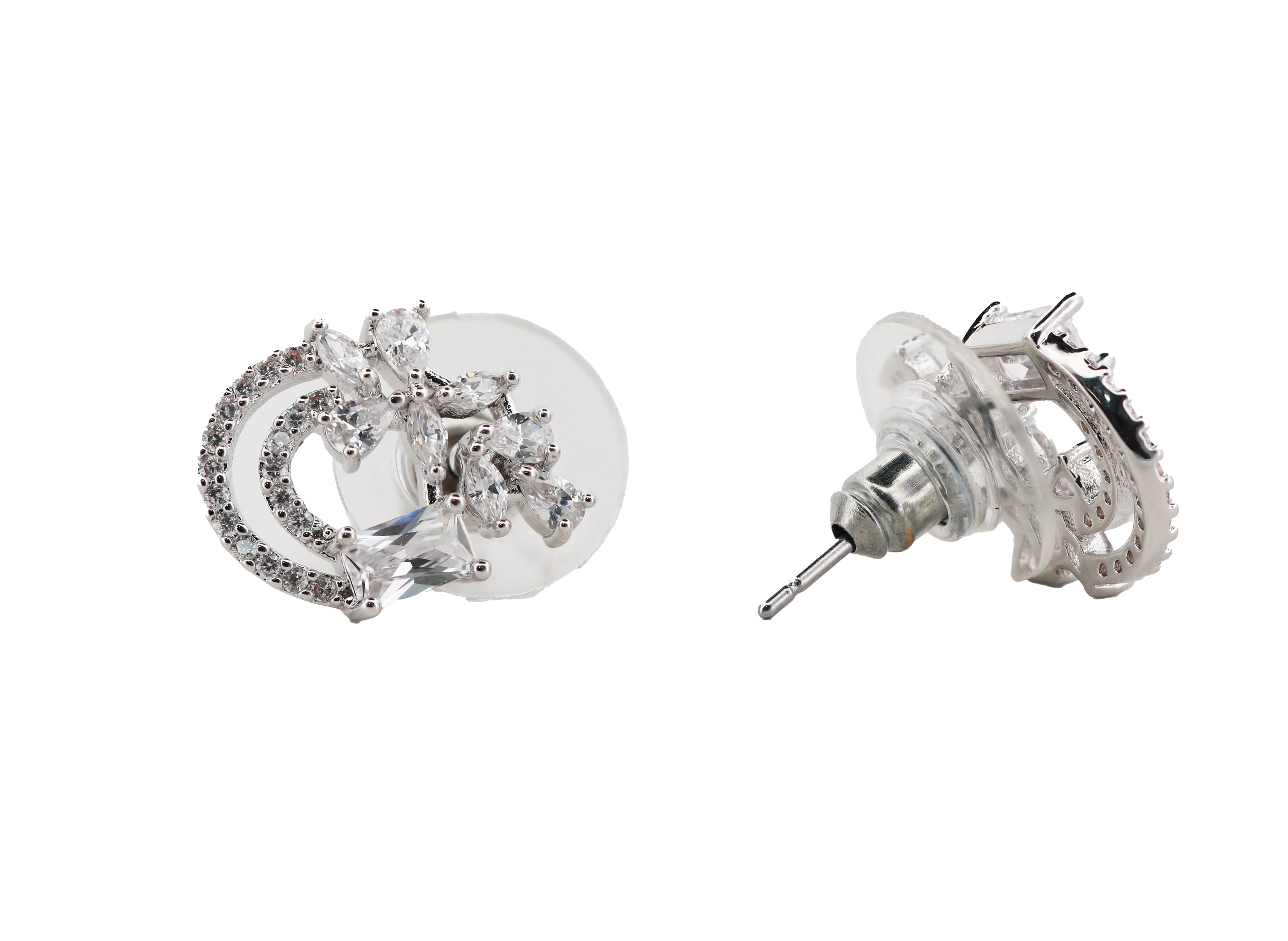 Zircon Dual Arc Sapphire-Inspired Studs Tops 11791
