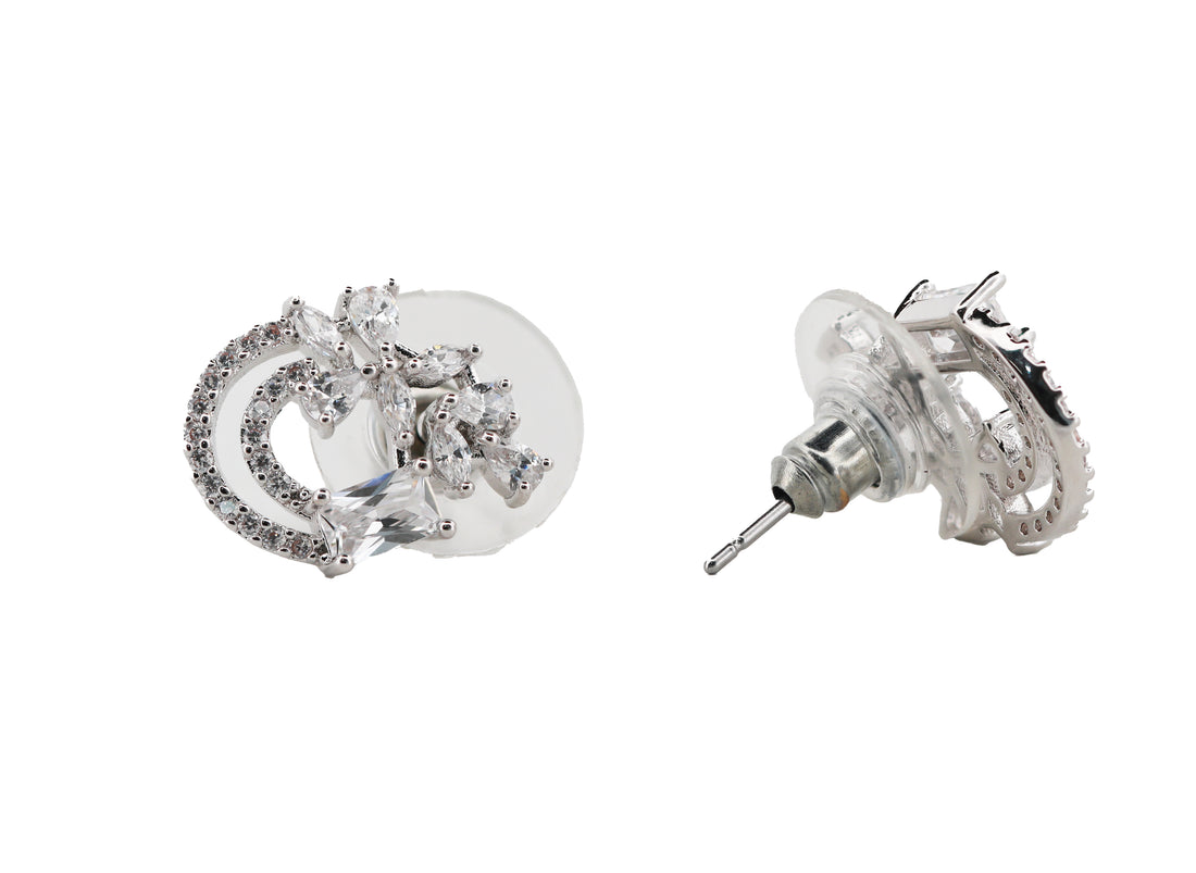 Zircon Dual Arc Sapphire-Inspired Studs Tops 11791