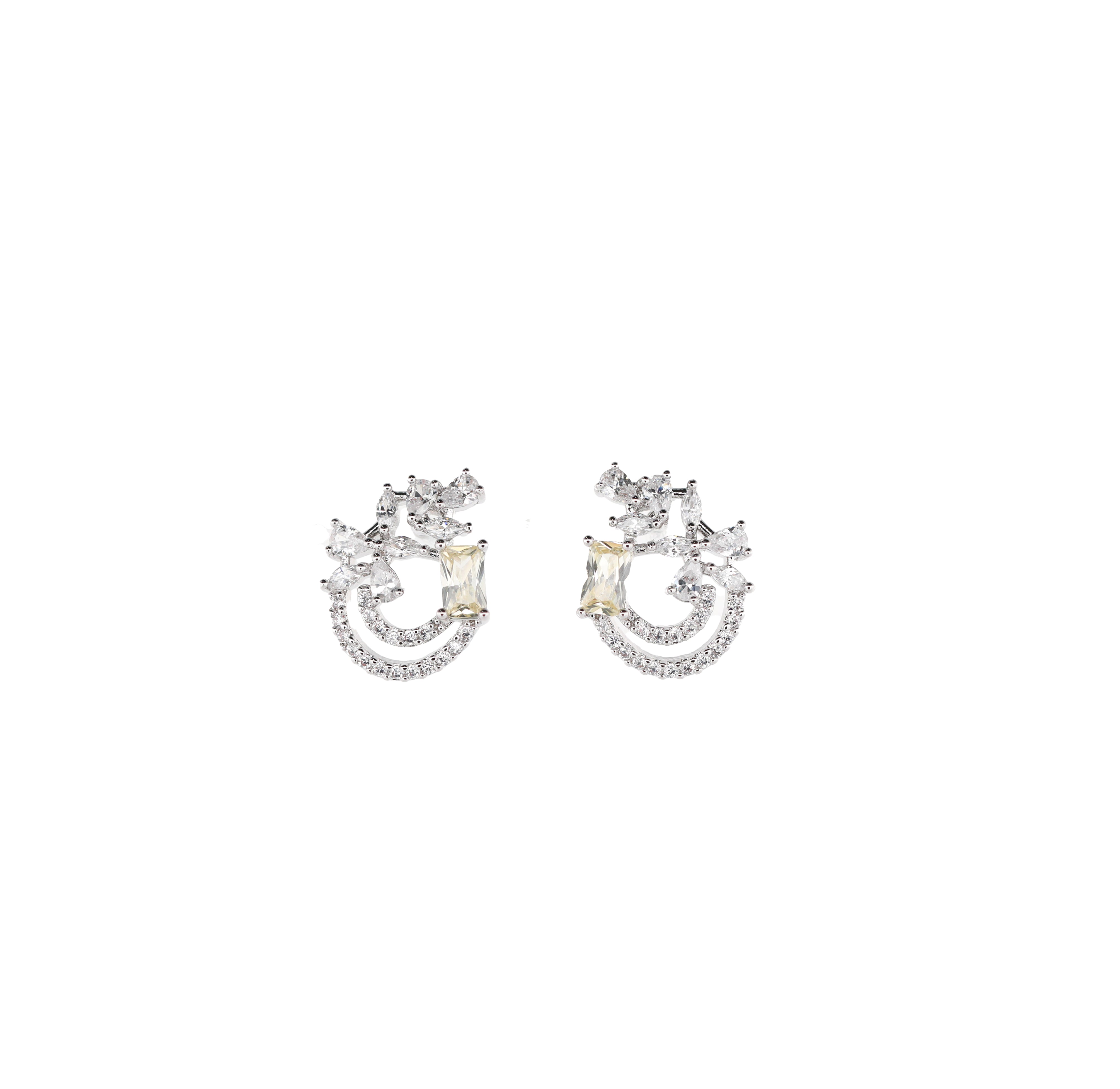 Zircon Dual Arc Sapphire-Inspired Studs Tops 11791