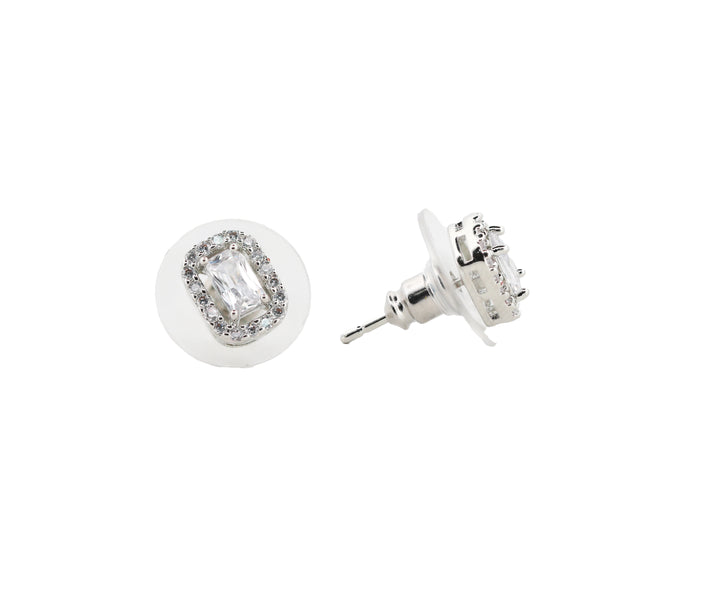 Zircon Cushion-Cut Rectangle Studs Tops 11857