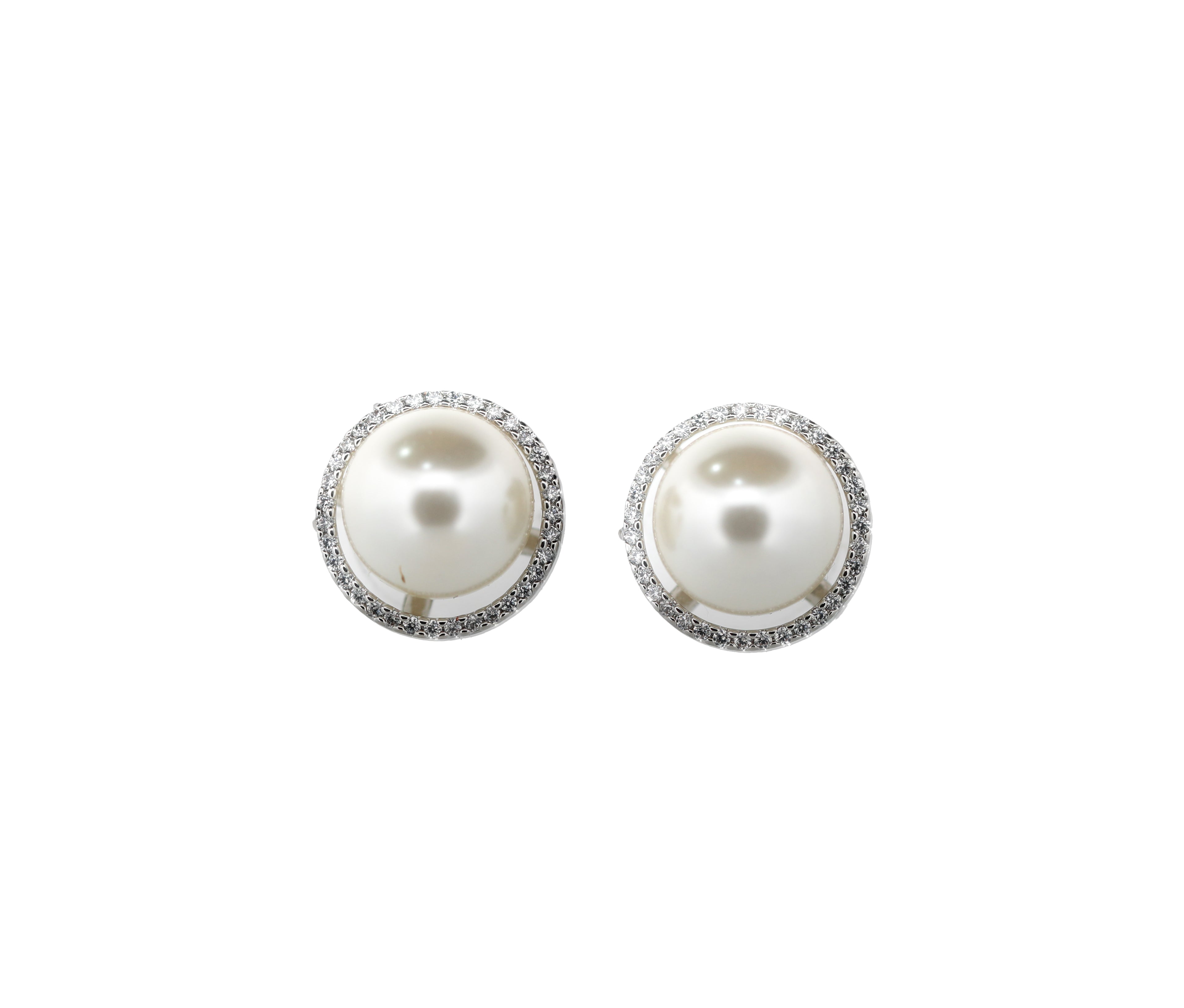 Zircon Halo-Set Round Pearl Tops  11867