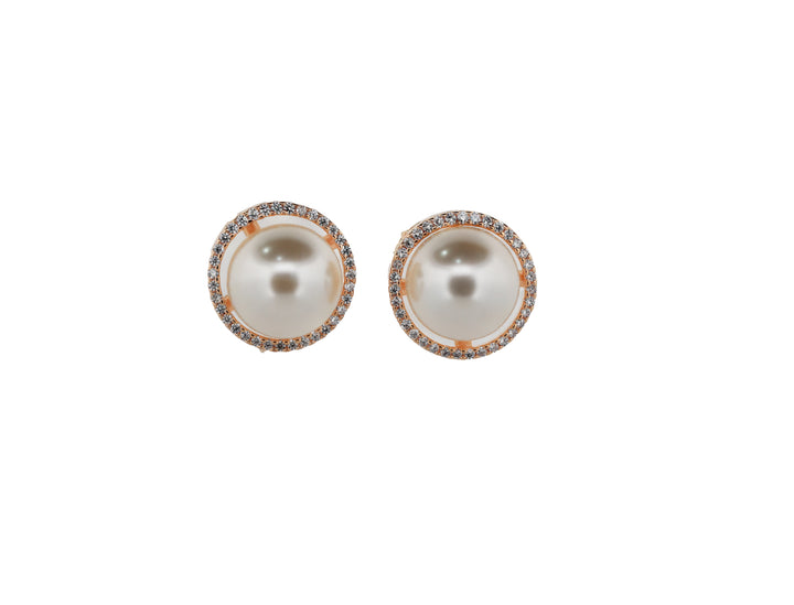 Zircon Halo-Set Round Pearl Tops  11867