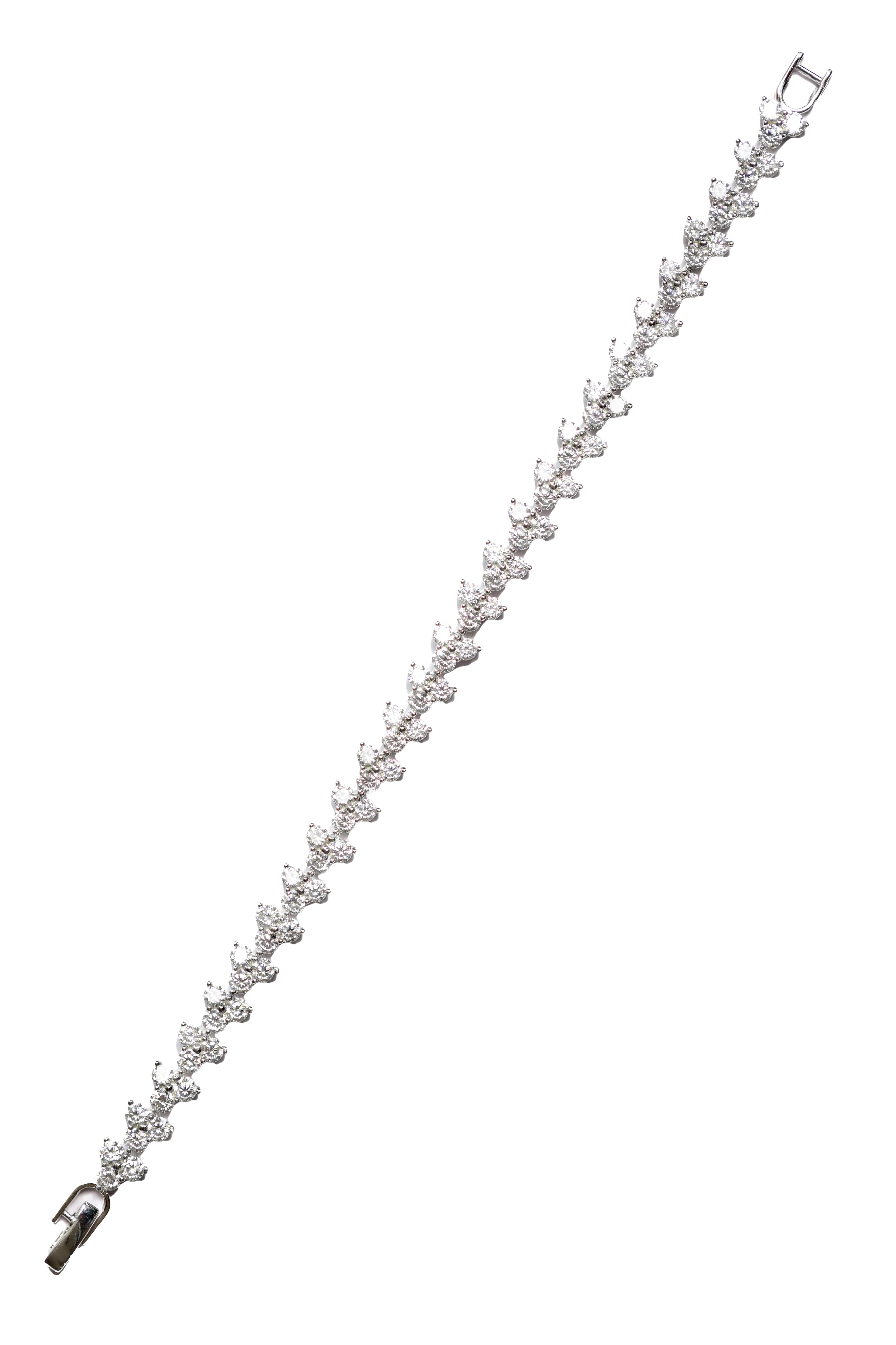 92.5 Sterling Silver Chevron Cluster Bracelet 13268