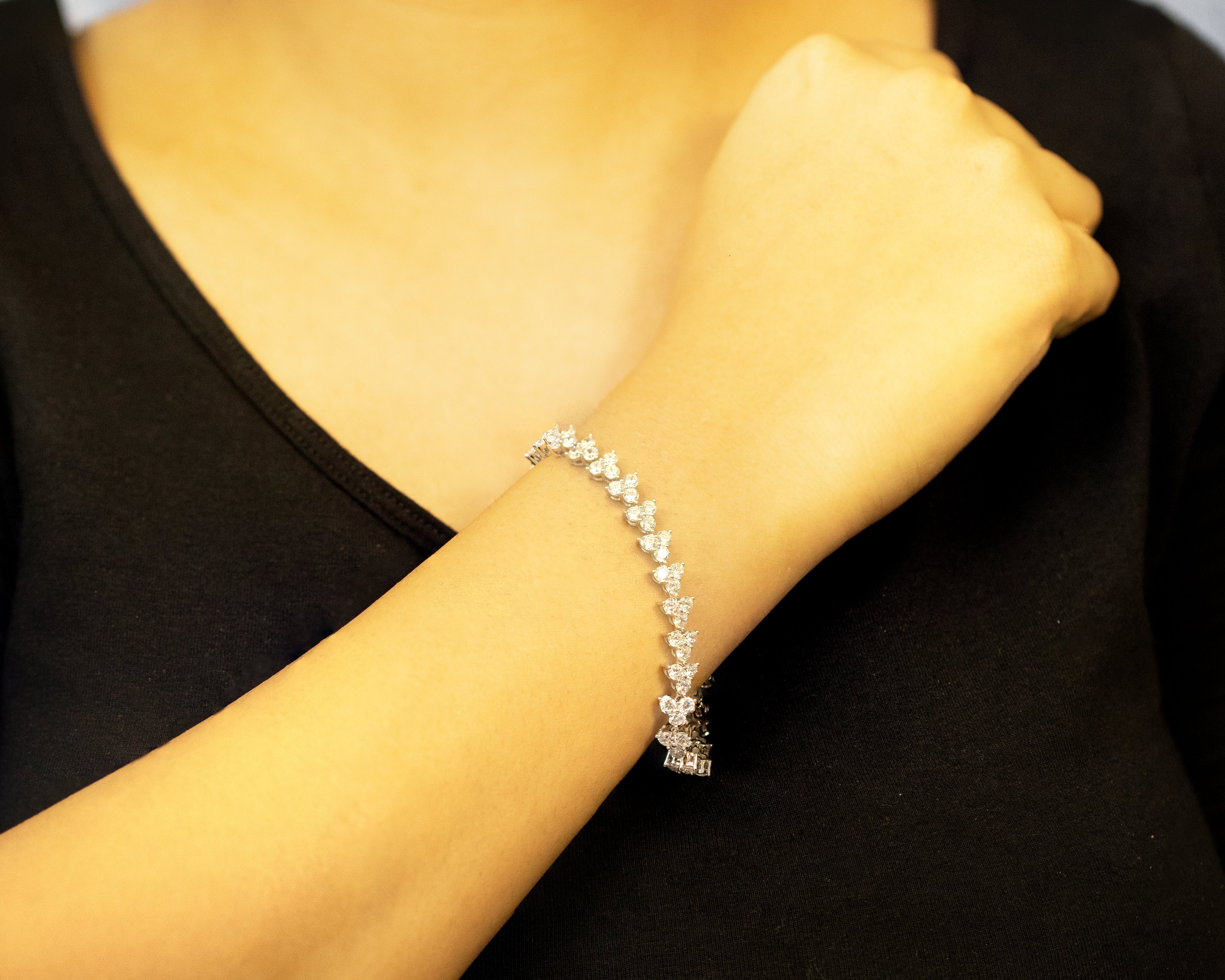 92.5 Sterling Silver Chevron Cluster Bracelet 13268