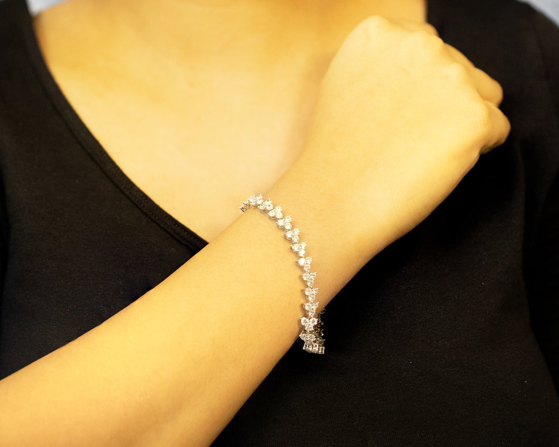 92.5 Silver Chevron Cluster Bracelet 13268