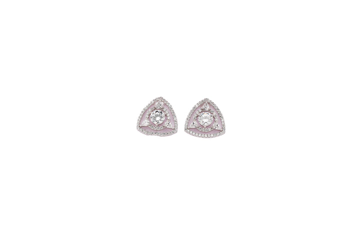 92.5 Sterling Silver Triangle Halo Stud Earrings 6607