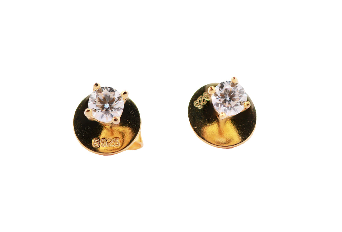 92.5 Sterling Silver with Moissanite Classic Round Solitaire Stud Earrings 6631