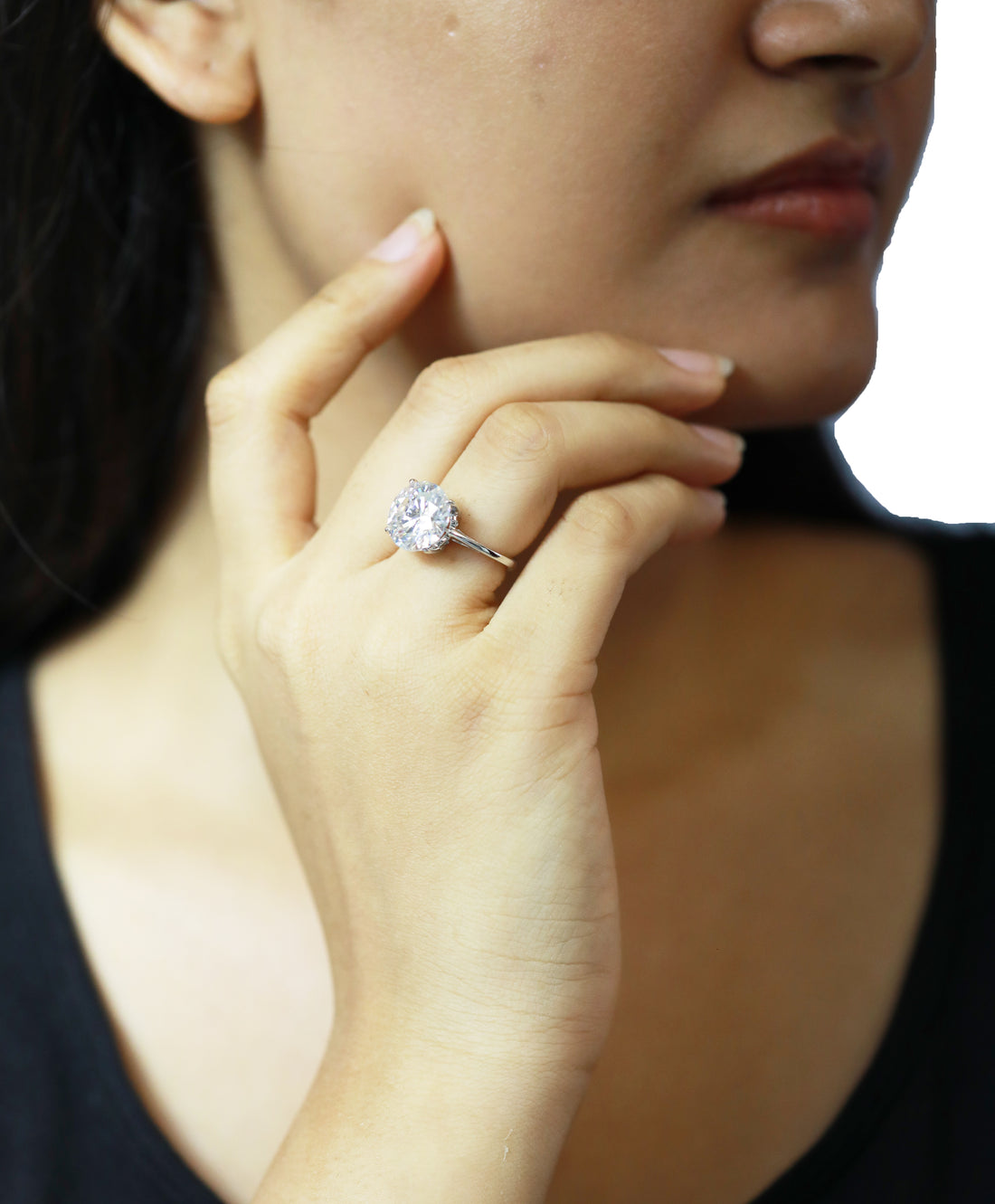 92.5 Sterling Silver Luxury Sparkle Cocktail Finger Ring 6775
