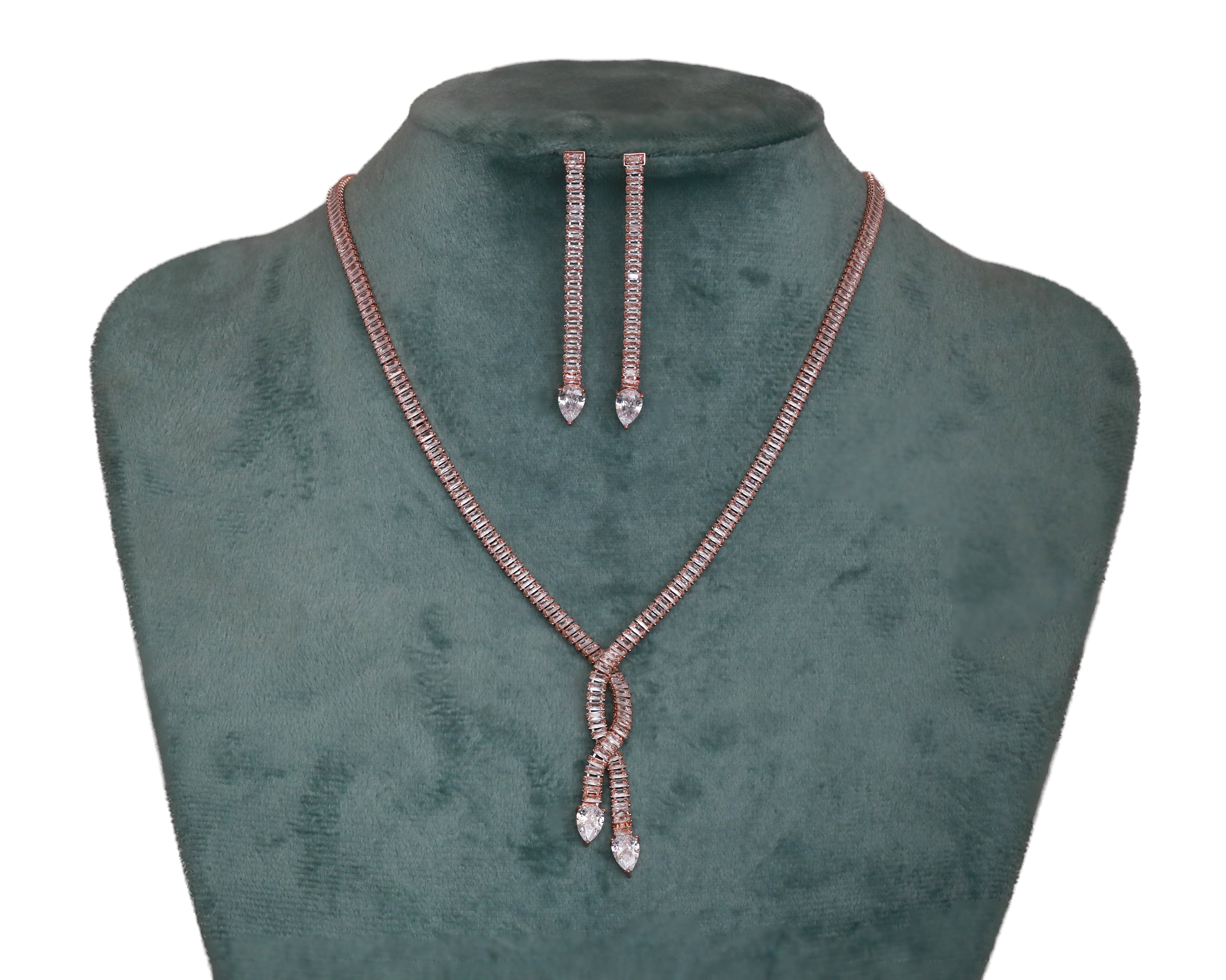 Zircon Double Tail Loop Necklace Set 9867