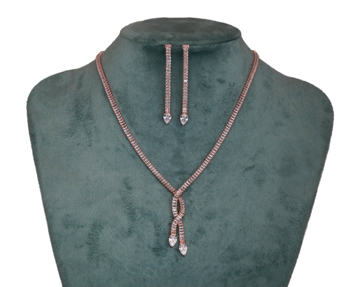 Zircon Double Tail Loop Necklace Set 9867