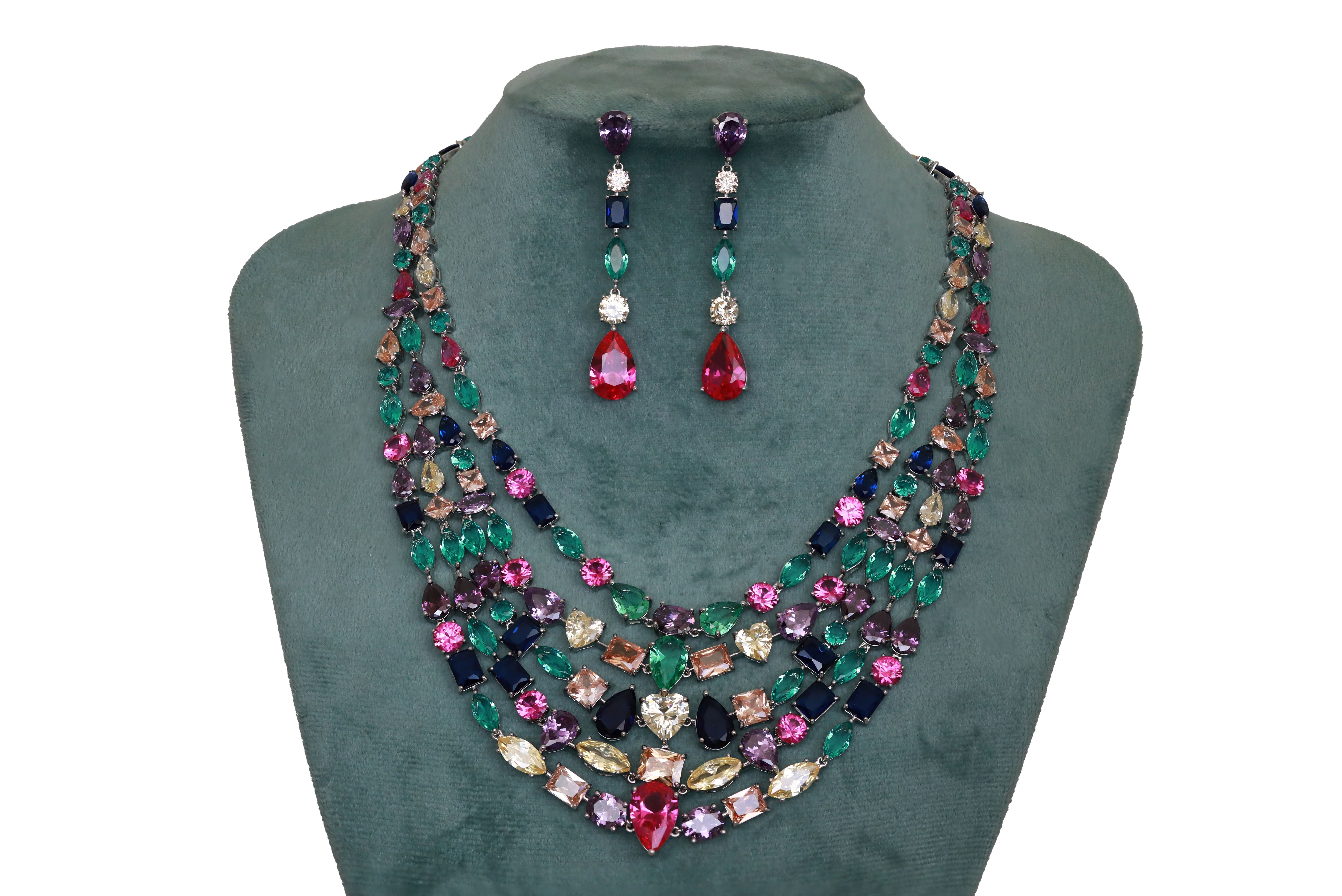 Zircon Five liner Necklace Set 4875