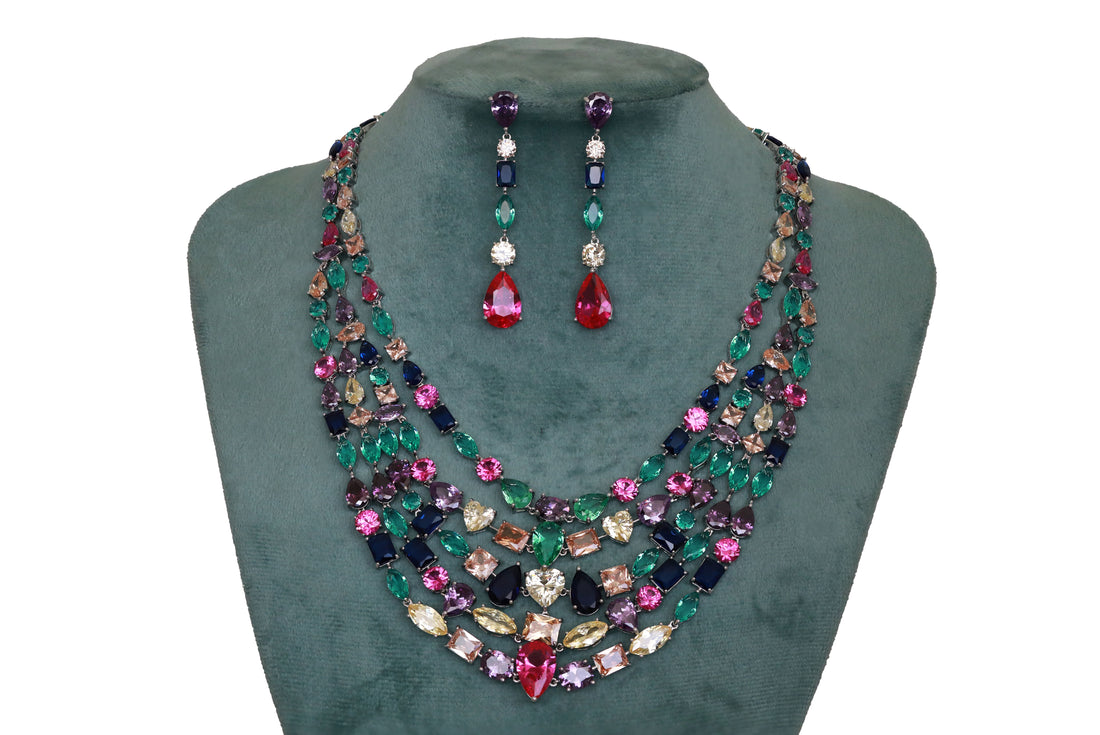 Zircon Five liner Necklace Set 4875
