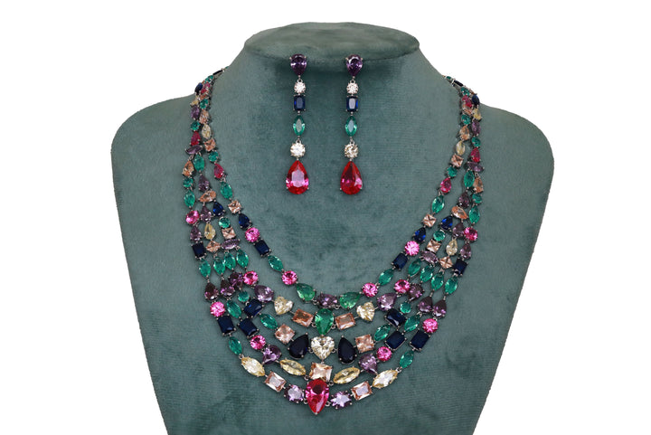 Zircon Five liner Necklace Set 4875