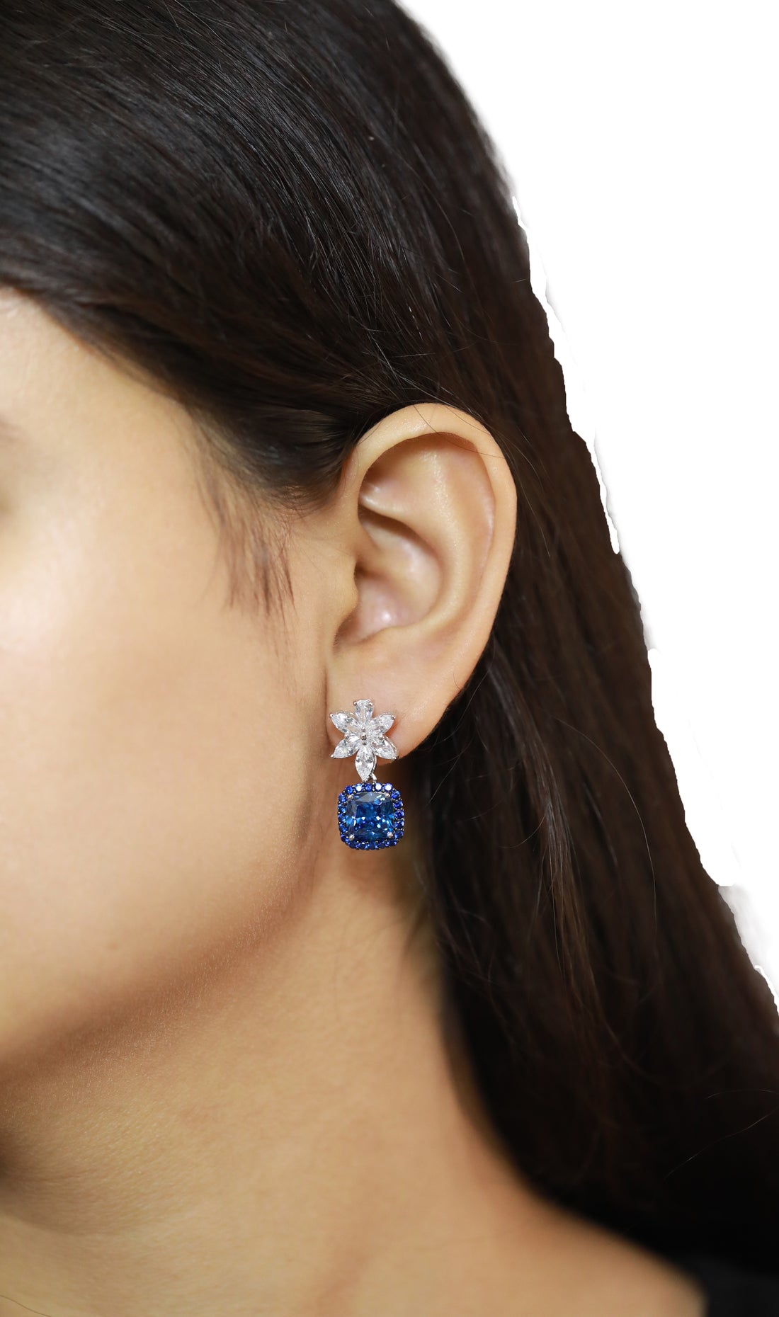 92.5 Sterling Silver Luxurious Floral drop Earrings 15683