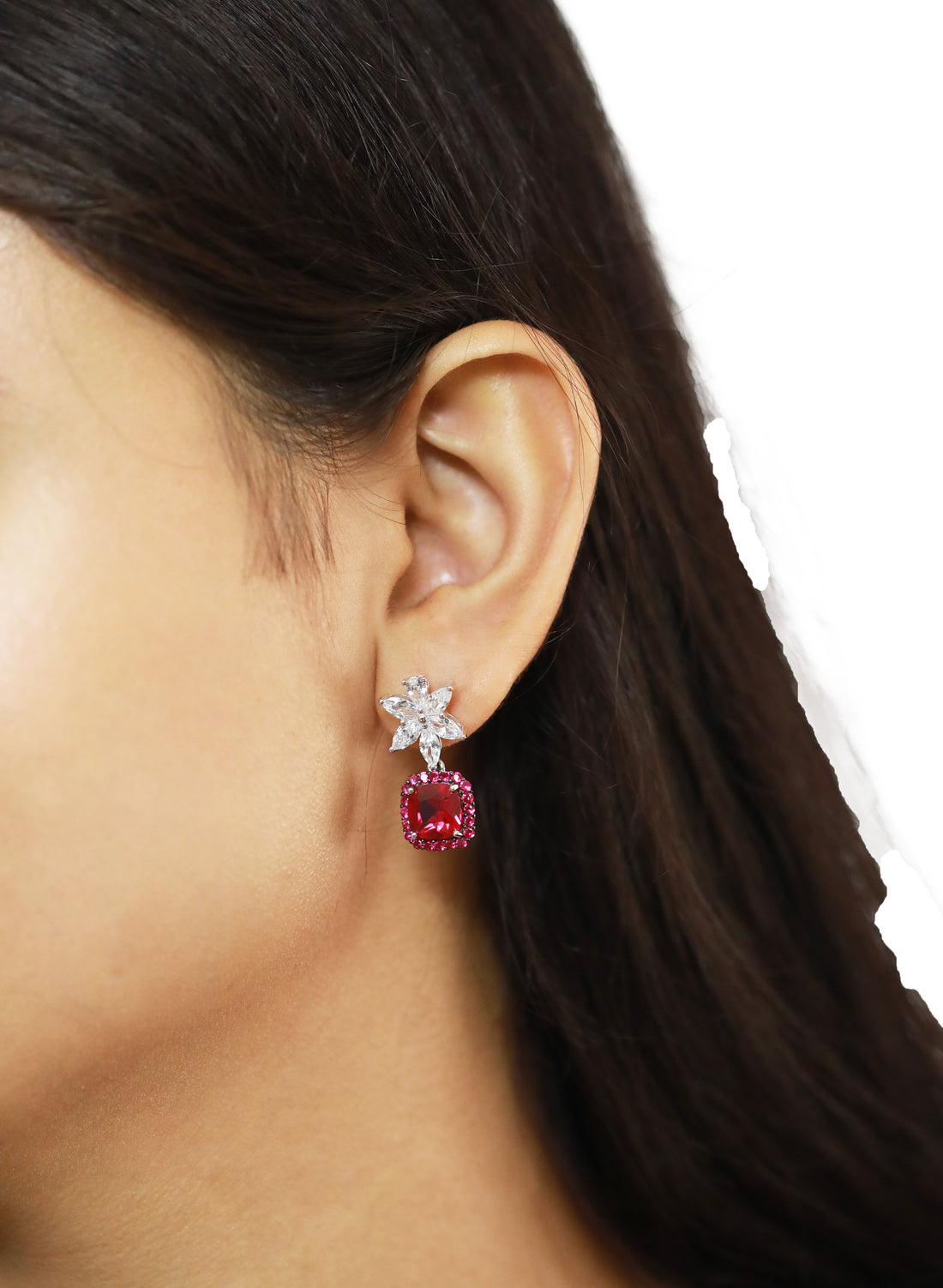 92.5 Sterling Silver Luxurious Floral drop Earrings 15683