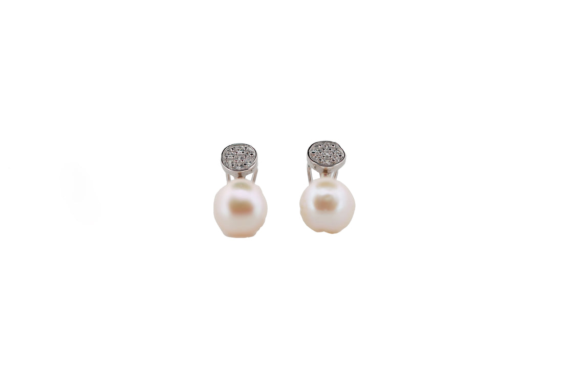 92.5 Sterling Silver Modern Pearl Drop Stud  Earrings 15570