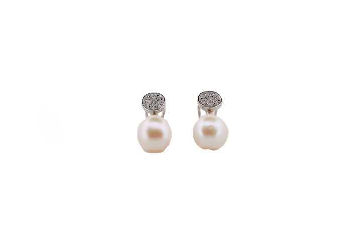 92.5 Sterling Silver Modern Pearl Drop Stud  Earrings 15570