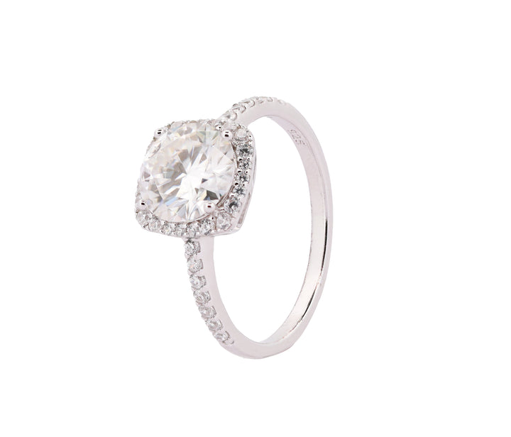92.5 Sterling Silver Classic Bridal Halo Finger Ring 6683