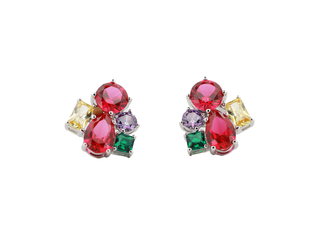 92.5 Sterling Silver Cluster Stud Earrings 15698