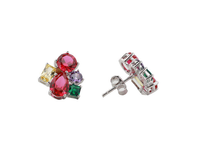 92.5 Sterling Silver Cluster Stud Earrings 15698