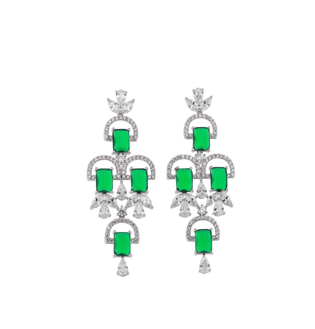 Zircon Tiered Emerald-Cut Chandelier Earrings 13066