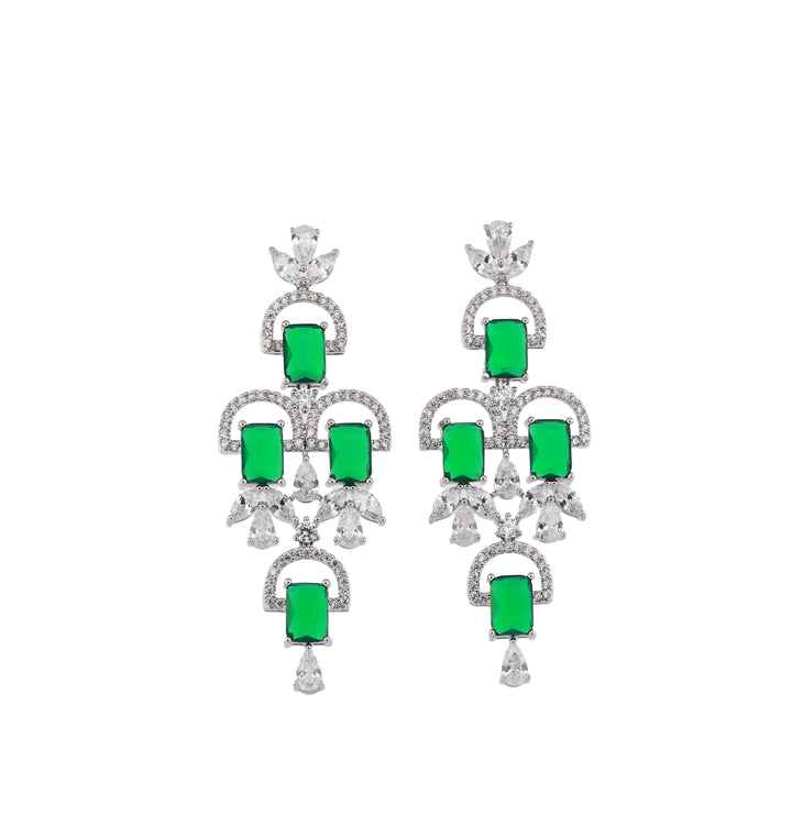 Zircon Tiered Emerald-Cut Chandelier Earrings 13066