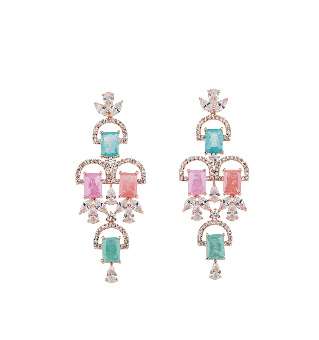 Zircon Tiered Emerald-Cut Chandelier Earrings 13066