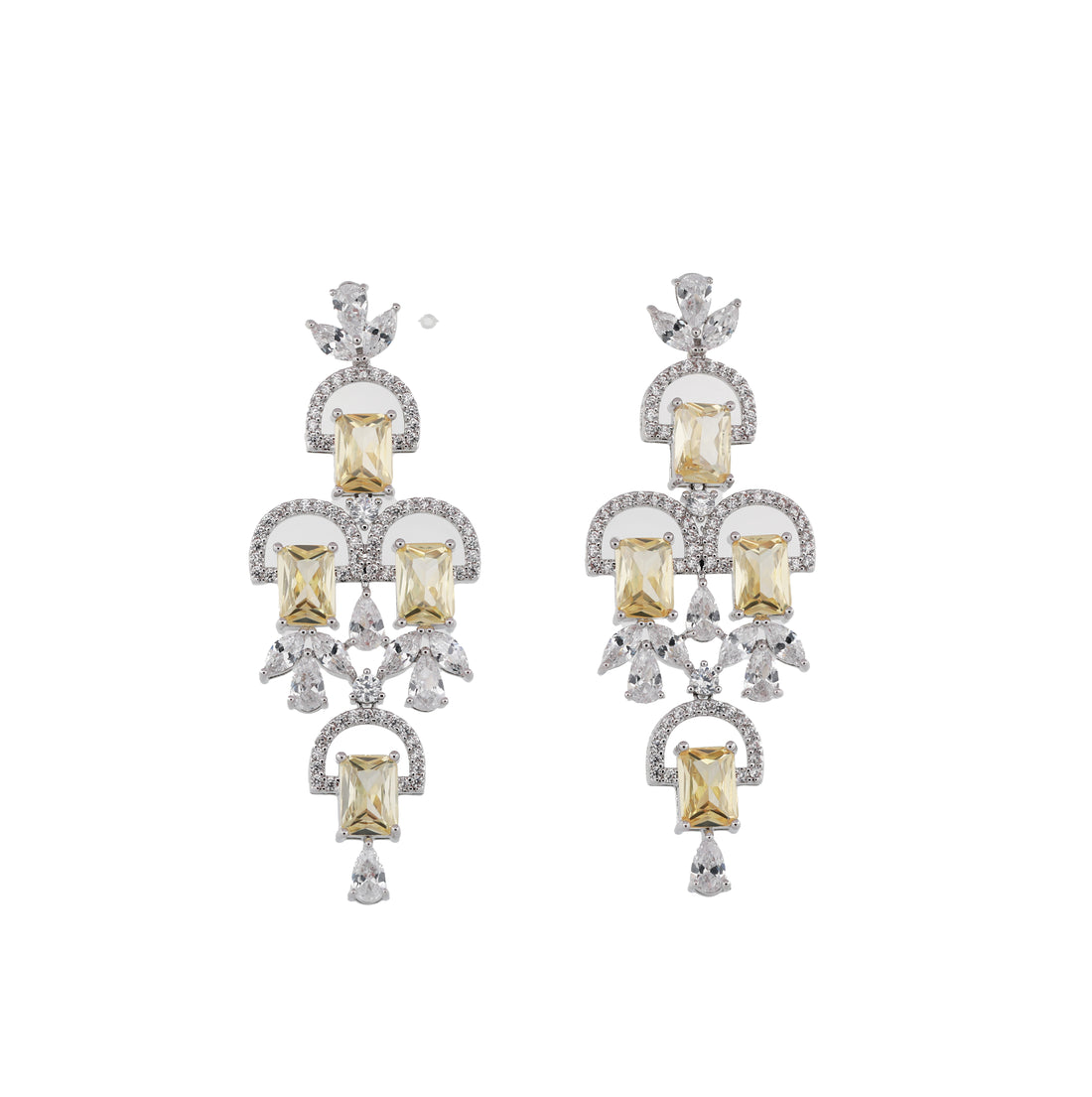 Zircon Tiered Emerald-Cut Chandelier Earrings 13066