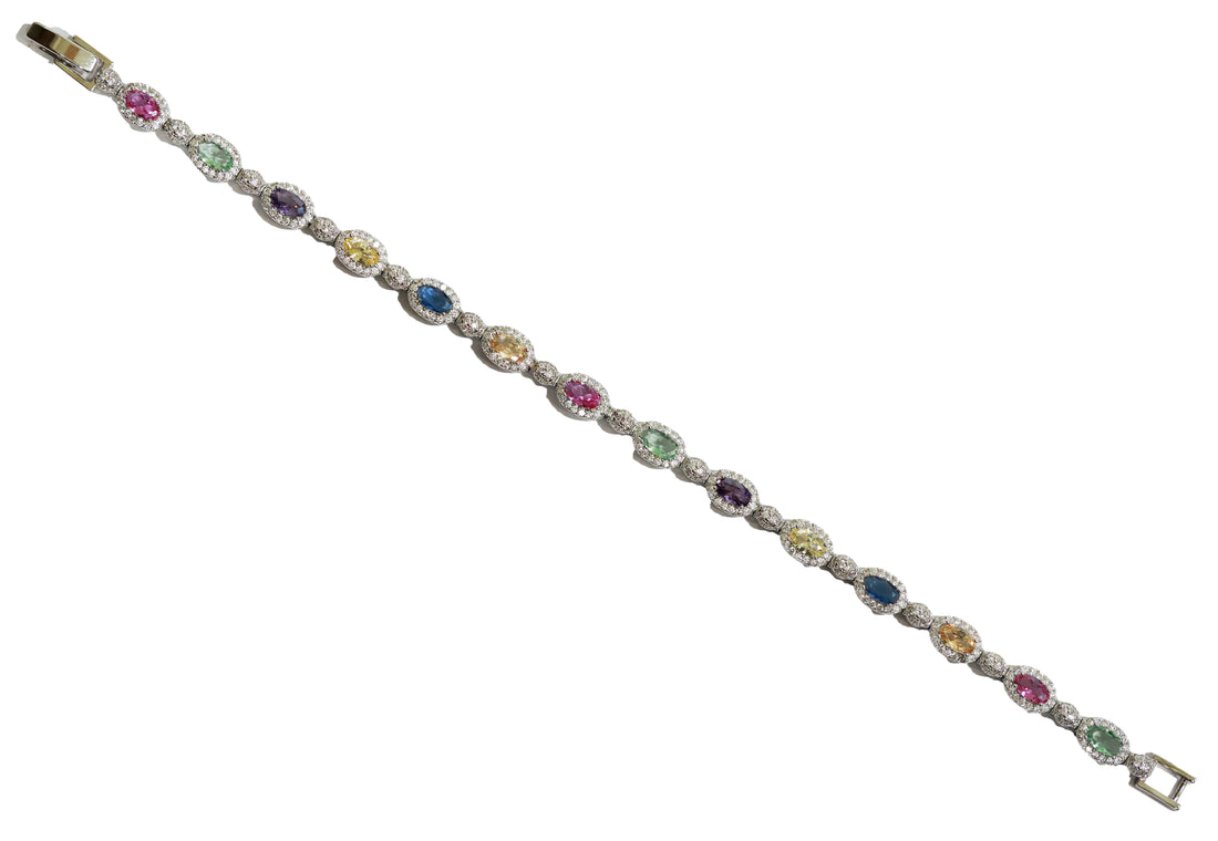Zircon Multi-colour Oval Halo Bracelet  13071