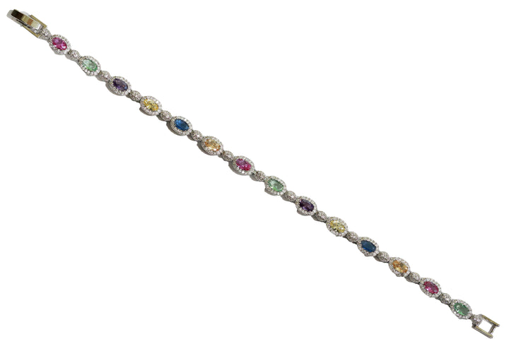 Zircon Multi-colour Oval Halo Bracelet  13071