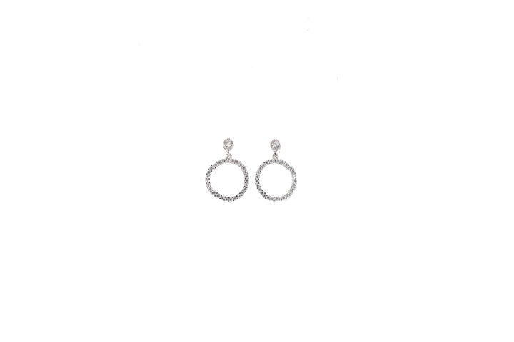 92.5 Sterling Silver Round Halo Drop Earrings 15713