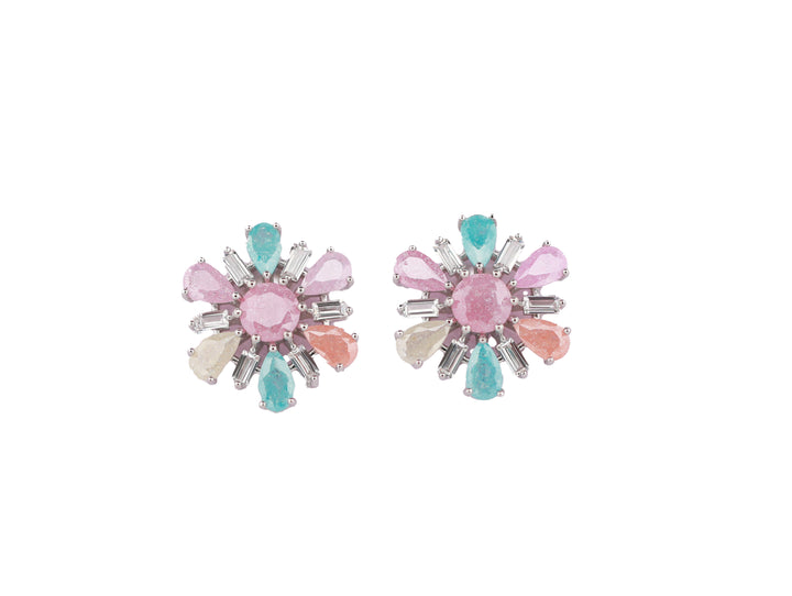 92.5 Sterling Silver Floral stud Earrings 13248