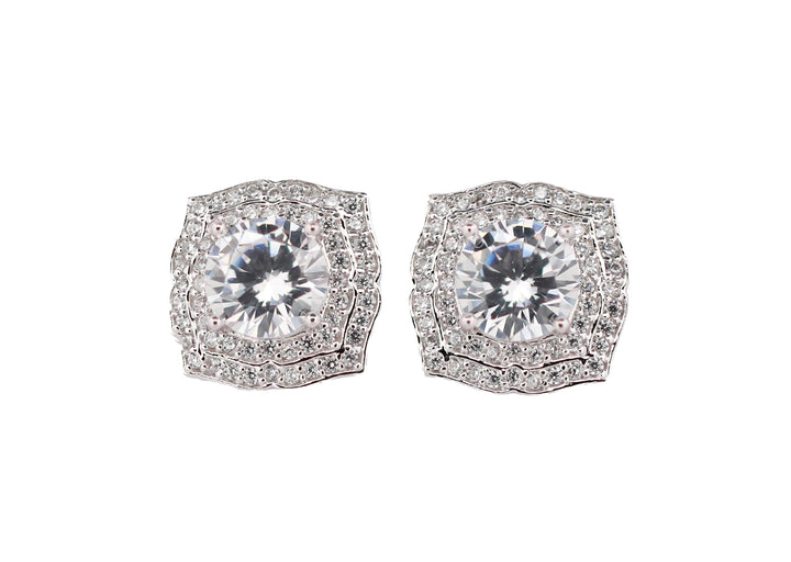 92.5 Sterling Silver Halo stud  Earrings 13258