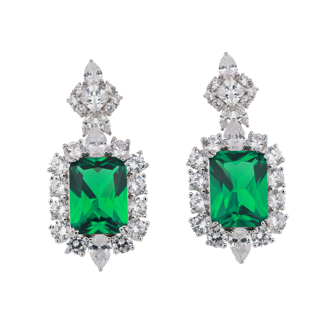 Zircon Cushion Halo Earrings 13378