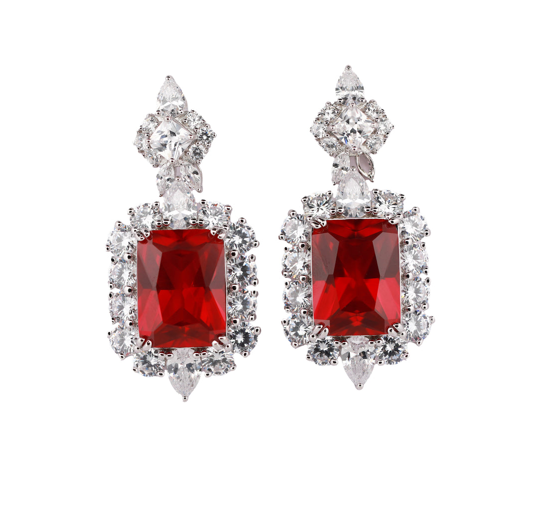 Zircon Cushion Halo Earrings 13378