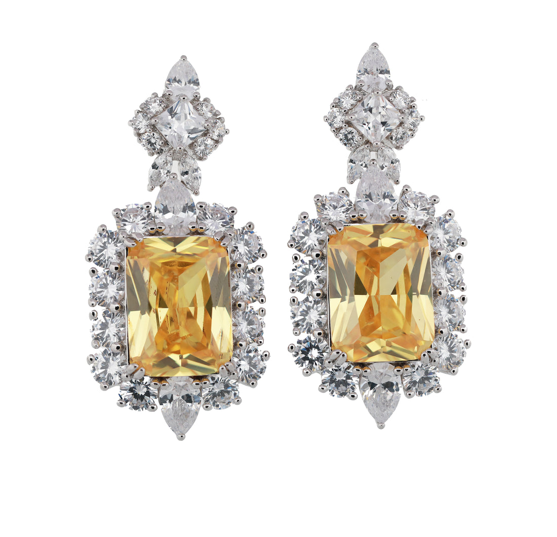 Zircon Cushion Halo Earrings 13378