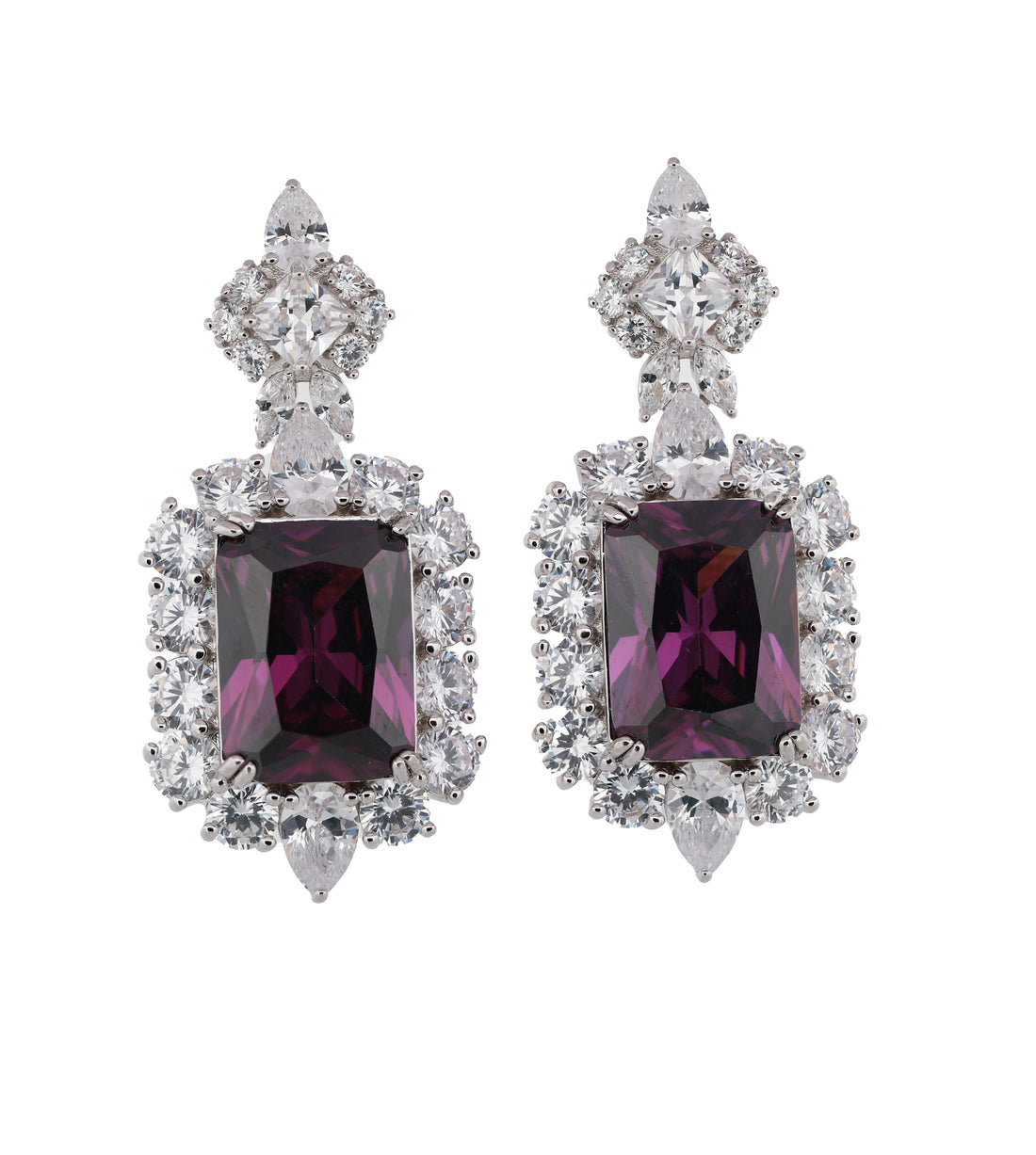 Zircon Cushion Halo Earrings 13378