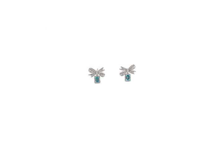92.5 Sterling Silver Bow Motif Drop  Earrings 15732