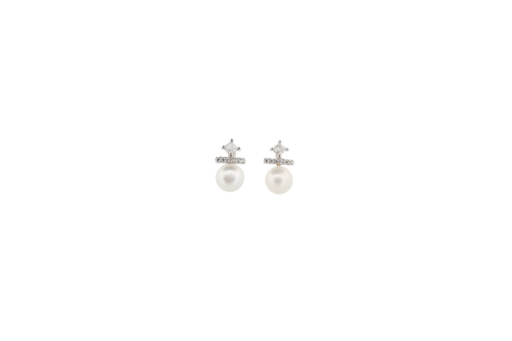 92.5 Sterling Silver Pearl Drop Stud Earrings 15559